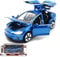 TOPRON Modellauto Tesla Model X 1:32 Maßstab,Druckguss-Legierung Elektronisches Spielzeug mit Rückziehfunktion, mit Lichtern und Musik, Mini-Fahrzeugspielzeug als Geschenk für Kinder(Blau)