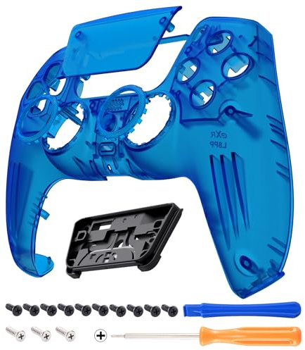 eXtremeRate Luna Coque Redessinée pour ps5 Manette BDM-010/020/030/040/050, Façade de Replacement Pavé Tactile Anneaux Boutons, Coque Shell Cover Pad pour ps5 Controller,Bleu Clair