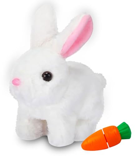 Sunshine smile Hüpfendes Kaninchen,Hüpfendes Kaninchen,Sprechender Hasen,Hasen Kuscheltiere Klein,Geräusche Macht und Dessen Ohren und Nase Sich Bewegen, Plüschhase für Ostern Weihnachtstag Geschenke
