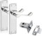 Chrome Scroll Door Handle Set with Tubular Latches - Victorian Style Internal & External Lever Door Handles with Backplate 150mm x 42mm (1 Pair of Handles + Tubular Latch)