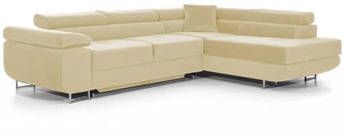 Ecksofa mit Schlaffunktion PASTI L-Form, Sofa Couch mit Bettkasten, 3-Sitzer Eckcouch, Schlafsofa für Wohnzimmer, Big Sofa Couch mit Schlaffunktion (Beige, Ottomane Rechts)