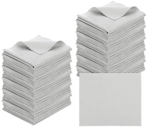 PATIKIL Eyeglass Microfiber Cleaning Cloth 7x6, 50 Pack Glasses Cleaning Cloth Soft Wipe Screen Cloth for Camera Lens Eyeglasses Screens in Individual Vinyl Pouch, Gray