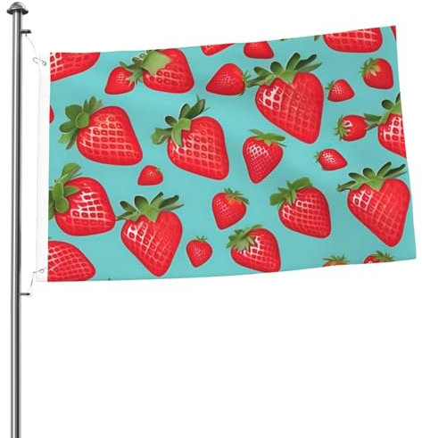 Niedliche Erdbeer-Flagge, lustige Dekorationen, Gartenflagge, Festival-Zubehör, hängende Flagge für drinnen und draußen, Zuhause, Party, Hof, Terrasse