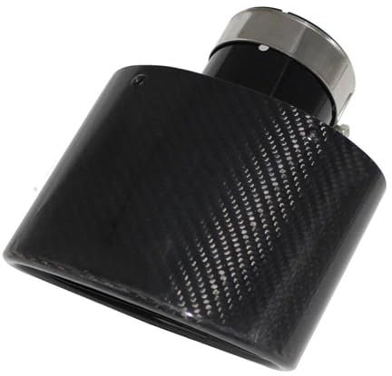 FUNFOB Auspuffblenden Universal Edelstahl Schwarz Oval Breite 150mm Glänzend Carbon Faser Auto Schalldämpfer Spitze Auspuffrohr Düse Dekoration Auto Auspuffroh(48MM)
