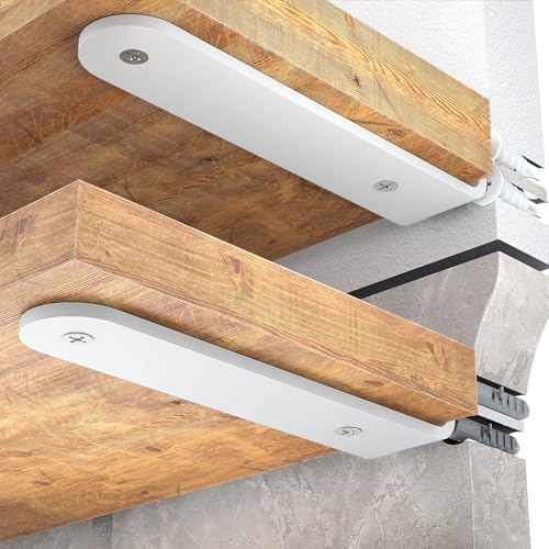 WELDUN 6 Pack Floating Shelf Brackets 30 cm, Heavy Duty Metal L Brackets for Shelves Support Wall Hanging, White
