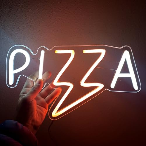 Letrero cartel Pizza en forma de rayo en neon led para iluminación de pizzerias