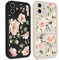 Phoona 2 packs Floral Print Phone Case for iPhone 12 mini 5,4'', Flower Pattern Aesthetics Design with Cute Full Camera Lens Cover, Soft Shockproof Protective Bumper Funda for Women Girls, 12