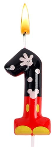 Micke Candles Numbers 1, Mickey Birthday Candles, Birthday Decoration, Cake Candle, Cake Decoration, Cake Topper, Candles with Patterns, Children's Birthday, Wedding Parties, Anniversaries
