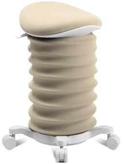 TOPSTAR Sitness 4D mit Rollen - AGR-Zertifiziert Dynamischer Sitzhocker Papyrus - beige, ergonomischer Bürohocker - höhenverstellbar - stärkt den Rücken - entlastet die Bandscheiben