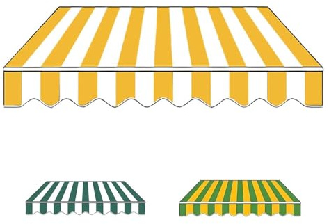 YHDMDQ 2/2.5/3/3.5/4 M Breit Markisenstoff, Markisenbespannung Canvas, Ersatz Markisentuch Mit Volant, Markisen Ersatzstoff Überdachung Für Garten Terrasse Balkon(Yellow,2.5x1.5m/8x5ft)