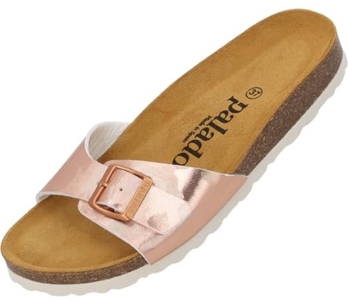 Palado Pantoletten Damen Malta Texas - modische Sandalen Made in Spain - bequeme Hausschuhe mit dämpfendem Kork-Fußbett - elegante Sommerschuhe Rosa UK8 - EU41
