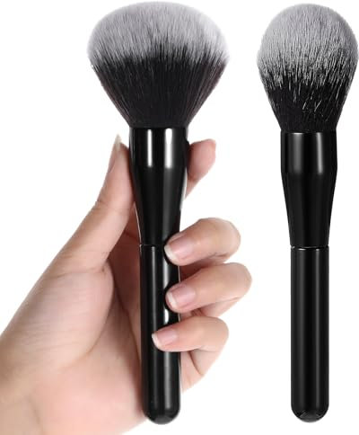 MBAIYO 2 Stück Großer Puderpinsel, Professioneller Make-up-Pinsel Powder Brush Puder Schminkpinsel Rougepinsel Konturpinsel Kosmetikpinsel Set für Bronzer Blush Rouge Verblenden Concealer Foundation