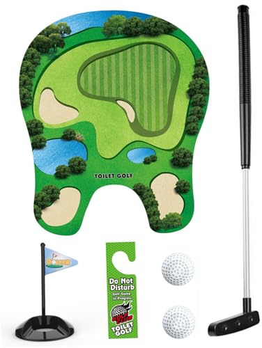 NASSMOSSE Jeu de Golf de Toilettes, 1 Jeu Golf Mini, Cadeaux la fête des pères drôles pour Hommes, Mari, Petit ami