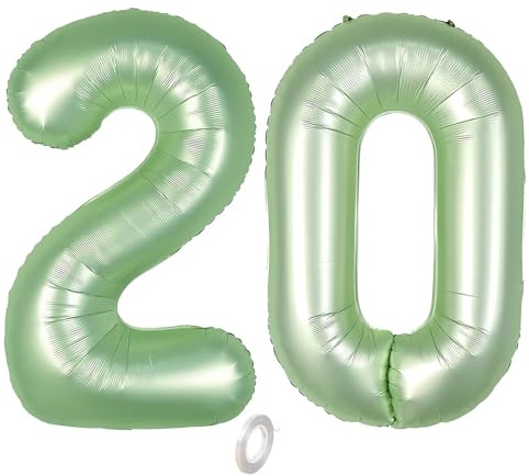 Balorise 40 Zoll Aluminium Luftballon Grün Zahl 20, Helium Unterstützt, Ballon Nummer 0-9, 10-100 (101cm), große Folienballons Dekoration für Geburtstagsfeier, Hochzeit, Jubiläum