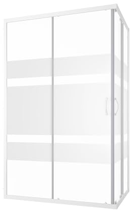 Box Doccia Angolare 80x100 cm Vetro Serigrafato 4 mm Profili Bianchi h185cm mod. Grenada
