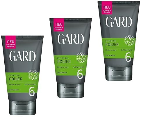 3x GARD Styling Gel Power Extrastark 6 Flexibel & stark Hasargel mit Koffein stärksten Halt,Styling Gel Power bietet ab sofort stärksten und zuverlässigeren Halt.150ml (3er Pack)