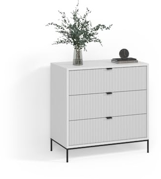 Livinity Kommode Aterno, Weiß, 42 x 81.2 cm mit 3 Schubladen