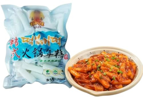 TraiHuyan-Tteokbokki Rice Cake Sticks 300g, Natural Asian Topokki, Chewy Texture, Sweet Delight，Suitable for Hot Pot, Stir Fry and Soups