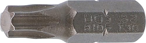 BGS 8195 | Bit | 6,3 mm (1/4) | T-Profil (für Torx) T30 | Länge 25 mm | Antrieb Außensechskant 6,3 mm (1/4) | Chrom-Vanadium-Stahl (S2)