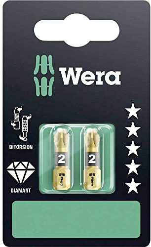 Wera 05073339001 2 x PZ 2 x 25 mm 855/1 SB PZ BDC Bits for Pozidriv Screws - Silver