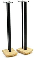 MOSECO 10 Black and Natural Bamboo Speaker Stands