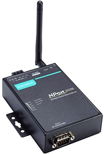 Moxa W2150A RS-232/422/485 Serieller Server (10/100Base-T(X), 12 - 48, SNMP MIB-II, ICMP, IPv4, TCP, UDP, DHCP, Telnet, DNS, SNMP V1/V2c/V3, HTTP, SMTP, SNTP, SSH, HTTPS, ARP, 128-bit AES,EAP-MD5,EAP-TLS,EAP-TTLS,LEAP,MSCHAPv2,PEAP,TKIP,WEP,WPA,WPA2, 77 x 111 x 26 mm)