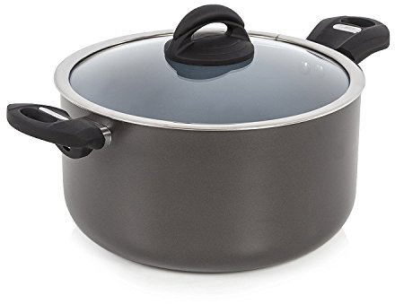 Tower T80304 Cerasure 24cm Casserole Dish with Non-Stick Coating, Suitable for all Hob Types, Graphite, Grey