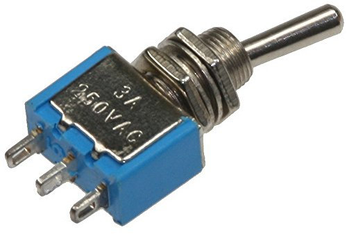 Miniatur Kippschalter 1x EIN/AUS/EIN(UM) 12V/3A, Lötösen, 3-Pin, Gewinde Ø 6mm