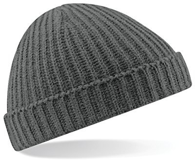 Beechfield Beanie-Mütze Unisex Retro-Fischer-Design, grau, B460