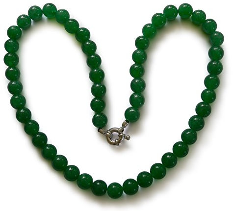 Vifaleno Jade Halskette Grün, 8 mm Runde Perlen, Edelstahl Karabinerverschluss, 43 cm Länge – Natürlicher Edelstein Schmuck