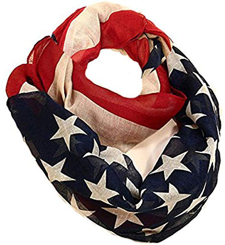 Falari USA American Flag Infinity Scarf Lightweight (Navy Red & Tan)