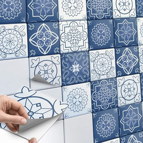 CREATISTO Fliesenaufkleber Fliesenfolie Mosaikfliesen - Selbstklebende Fliesen Folie I Klebefliesen Deko Folien für Fliesen in Küche u. Bad/Badezimmer (15x15 cm I 54 -Teilig)