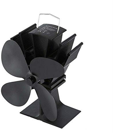 4-Blade Heat Powered Stove Fan, Silent Operation - Eco Friendly Fan for Wood Burning, Log Burner, Fireplace (1Pcs, Black)