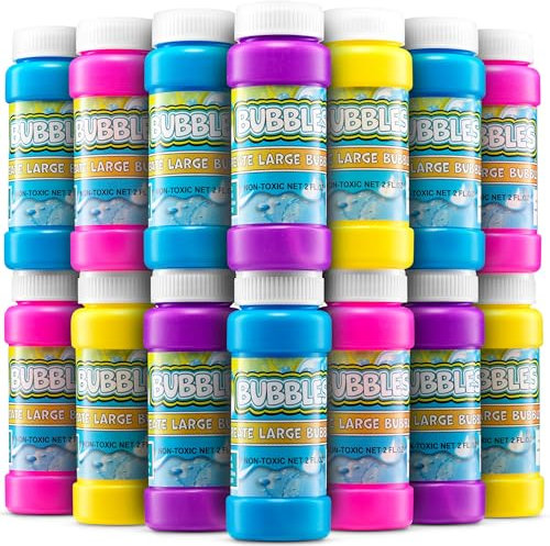 Seifenblasen für Kinder – Packung mit 24 x 59 ml-Seifenblasen, Verschiedene Neonfarben, Spiele im Freien, Kleine Geschenke für Kinder, Kindergeburtstag Gastgeschenke, Geschenktütenfüllung