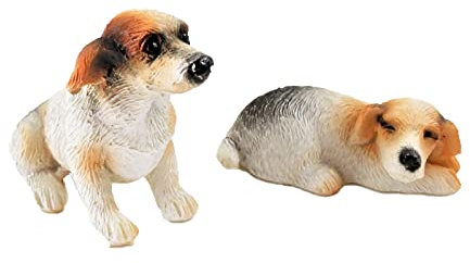 Melody Jane Dolls Houses Puppenhaus Jack Russel Hunde Sitzender & Liegend Miniatur Haustier 1:12 Zubehör