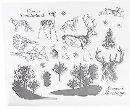 Clear Stamps Weihnachten, Stempel Weihnachten Transparent Wald Tier Thema Frischhalteversiegelung für Fotoalbum Karte