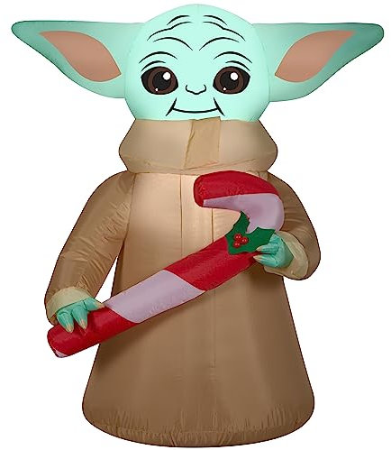 GEMMY Inflatable Child 3.5' für den Innen- und Außenbereich, Star Wars-Weihnachtsdeko, Braun, LED-Lichter, Grusliches Haus