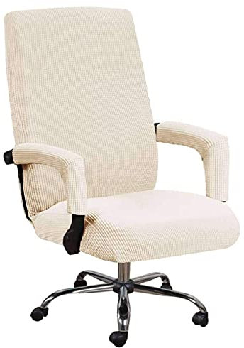 Bürostuhl Bezug Abdeckung Stuhlhussen Drehstuhl Bezug Moderne Stuhl Überzug Sessel Cover Elastische Waschbar Stuhlhussen Set Für Office (Beige,XL)