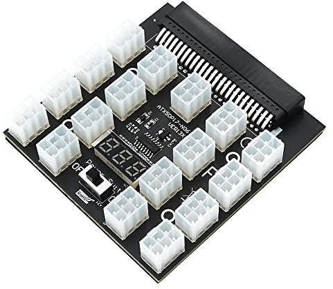 LeHang Upgrade Version ATX 50 Pin Power Slot auf 17x 6Pin Netzteil Breakout Board Adapter Konverter 12V mit 8X 6 Pin Netzteilkabel für Ethereum BTC Mining