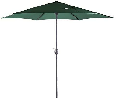 Alfresia 2,7 Meter Sonnenschirm – Rund mit Druckknopf Neigung, Outdoor Tisch Sonnenschirm Regenschirm mit Kurbel, Garten Terrasse Sonnenschirm, Grün, Blau, Grau, Creme, einfache Montage, grün, 2,7 m,