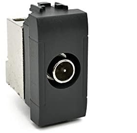 Vetrineinrete® Presa tv passante compatibile con vimar plana connettore maschio prese da incasso per moduli (Nero)