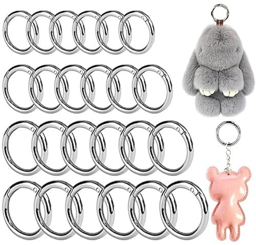 Aatpuss 24 Stücke Runde Karabiner,4 Größen O-Ring Karabiner 11/13/17/19 mm,Karabiner rund,Karabinerhaken klein rund,für Schlüssel Organisation und DIY Handwerk,Schwarz