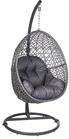 OUTLIV. Hängesessel S Stahl/Polyrattan, pflegeleicht, witterungsbeständig, Belastbarkeit: 120 kg, Innen- und Außenbereich 95x95x195 cm, Anthrazit