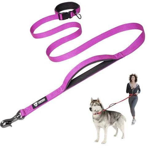 TSPRO Freihandleine Hund für Mittel bis Große Hunde, Verstellbar und Dauerhaft, mit Weichem Gepolstertem Griff und Metallschnalle (Lila)