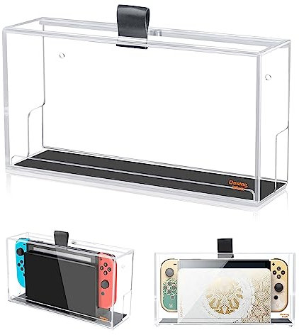 Desing Wish Switch Wandhalterung Staubschutz Transparente Acryl-Dock-Hülle Wandhalterung Vitrine, Compatibel mit Nintendo Switch OLED-Wandhalterung Staubschutz Kompatibel mit Switch (Transparent-B)