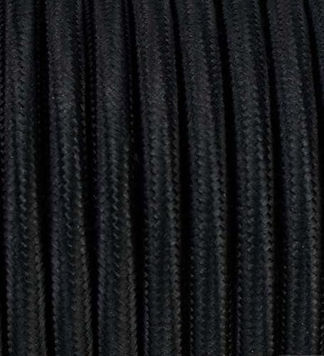 30 Meter 3 - adrig Textilkabel Stoffkabel Pendelleitung Lampenkabel Textile Cable 3x0,75 3G0,75 Schwarz