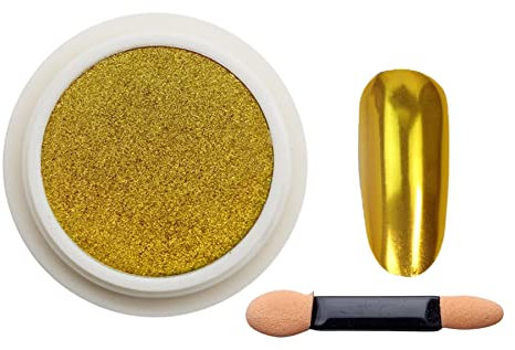 Gold Chrome Mirror Nail Powder, LILAH'S NAILS. Metallic Nail Art Pigment Powder Set, Shiny Nail Glitter Powder with Magic Mirror Effect for Nail Art Design Decoration.