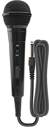 Ekon microfono a filo, connettore jack 6.35mm, 3 metri, 50dB+/-3dB, protezione antipiega per mixer, karaoke, speaker, hi-fi