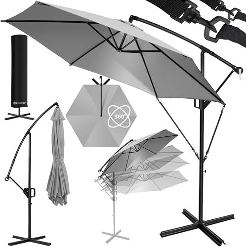 KESSER® Parasol déporté en Aluminium Ø300 cm + Housse avec mécanisme à manivelle Parapluie à manivelle avec Support Protection UV Tissu déperlant en Aluminium - Parasol Parasol de Jardin