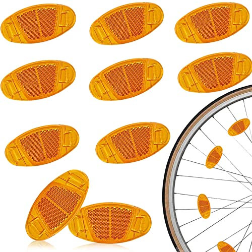 YOUYIKE Fahrrad Reflektor, 10/12 Stück Orange/Weiß Katzenaugen Reflektoren Fahrrad, Bike Fahrrad Warnlicht, Starker Reflektionsfunktion und Gute Sichtbarkeit, Fahrrad Speichen Reflektoren